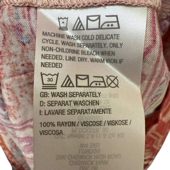 Denim & Co. Canyon Retreat Printed Tiered Midi Dress Size XL Rayon Coral Red - Picture 10 of 10